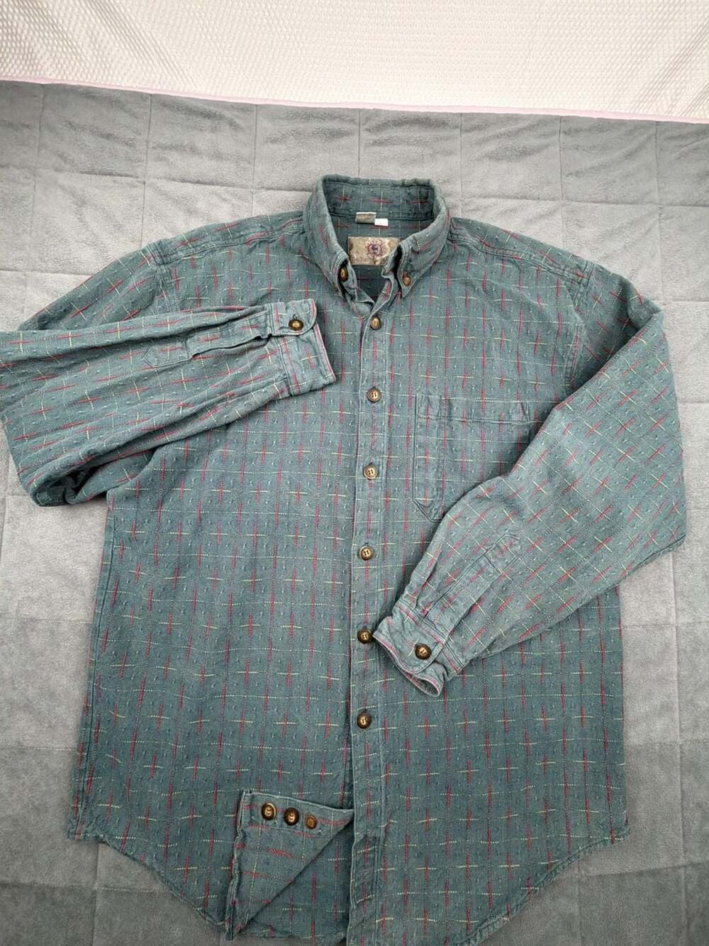 The Territory Ahead Men's Long Sleeve Button Up Shirt Textured Plaid Size L